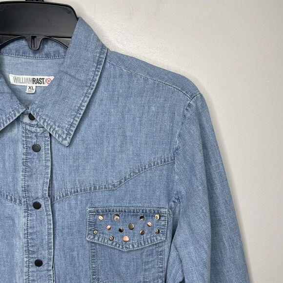 WILLIAM RAST x Target Womens Denim Western Snap-Front Top EUC Metal Studs XL - Picture 2 of 7